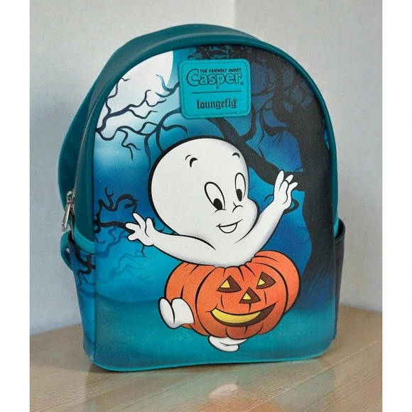 Loungefly Casper The Friendly Ghost Pumpkin Costume Mini Backpack Dark Forest - Picture 1 of 16